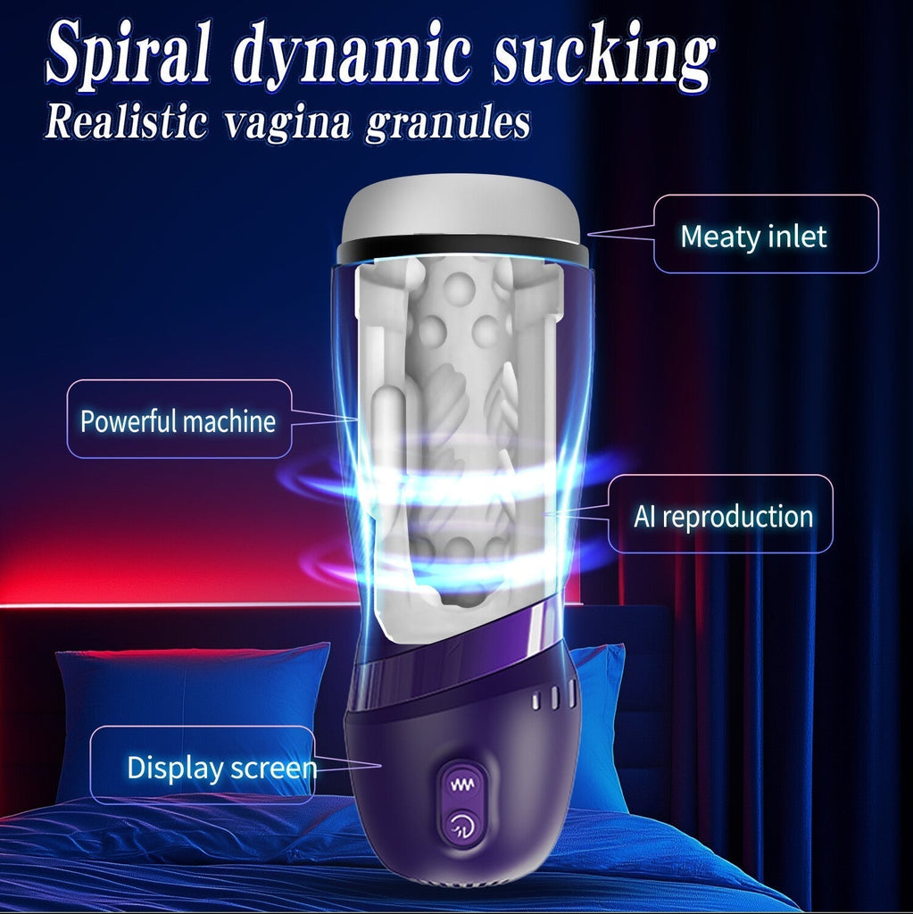 An ultra-realistic vaginal masturbator featuring 9 vibration and suction modes, delivering a 3D tactile sensation.