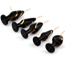 Load image into Gallery viewer, Cheryl Lace Pattern 5 Pcs Glass Wide Butt Plug Black Gold Anal Expander Training Sex Toy