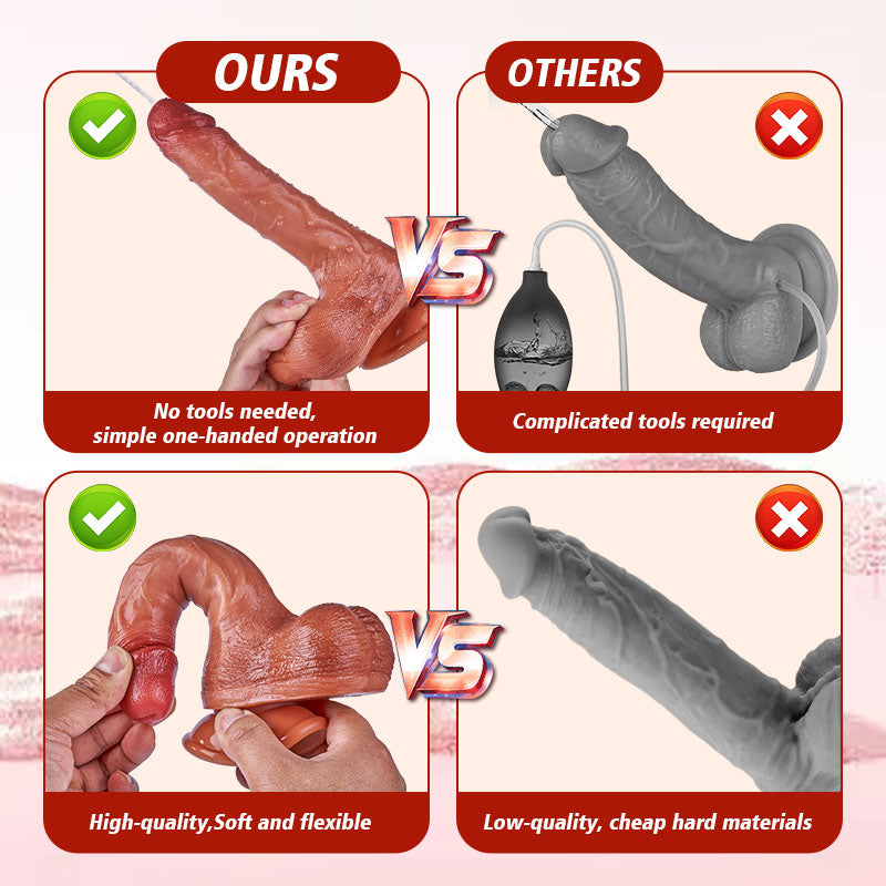 Simulated Ejaculation 8.5 IN Vibrating Dildo Enema Bulb for G-Spot & Anal Prostate Play