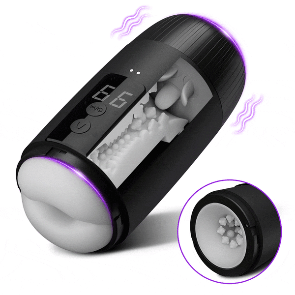 Selena - 8 Slap Tongue-Lick Male Masturbation with 2 Motors Vibration Massage Stroker