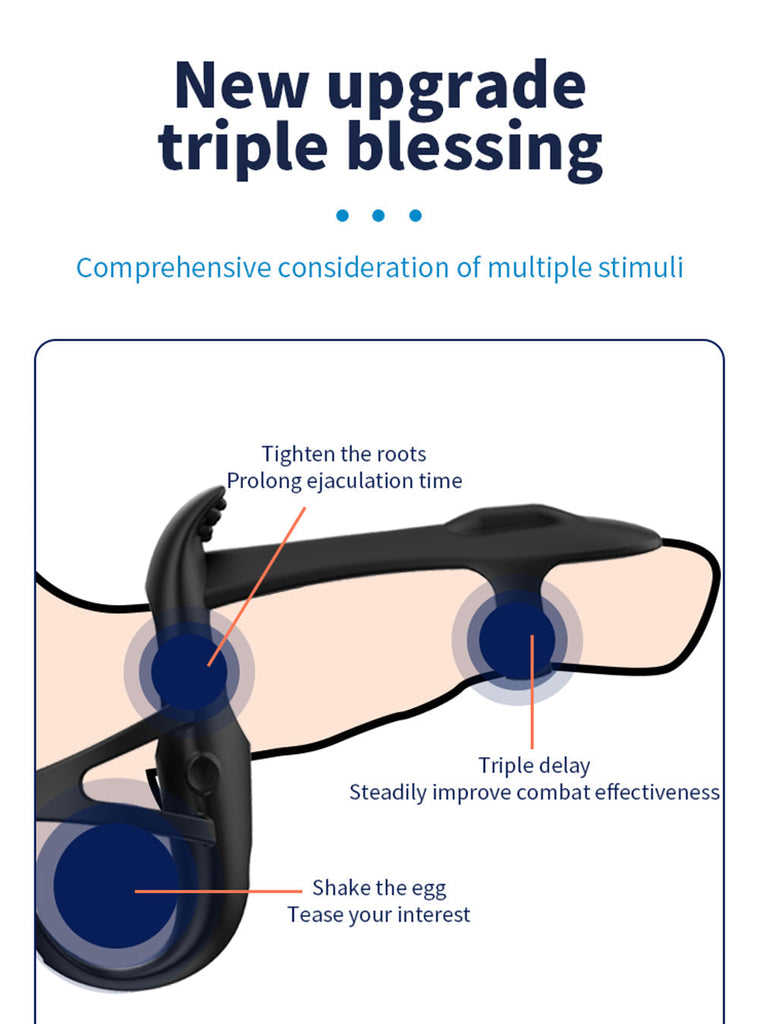 Cock Ring 12 Frequency Penis Vibration Clitoris G-spot Stimulation Couple Sex Toy