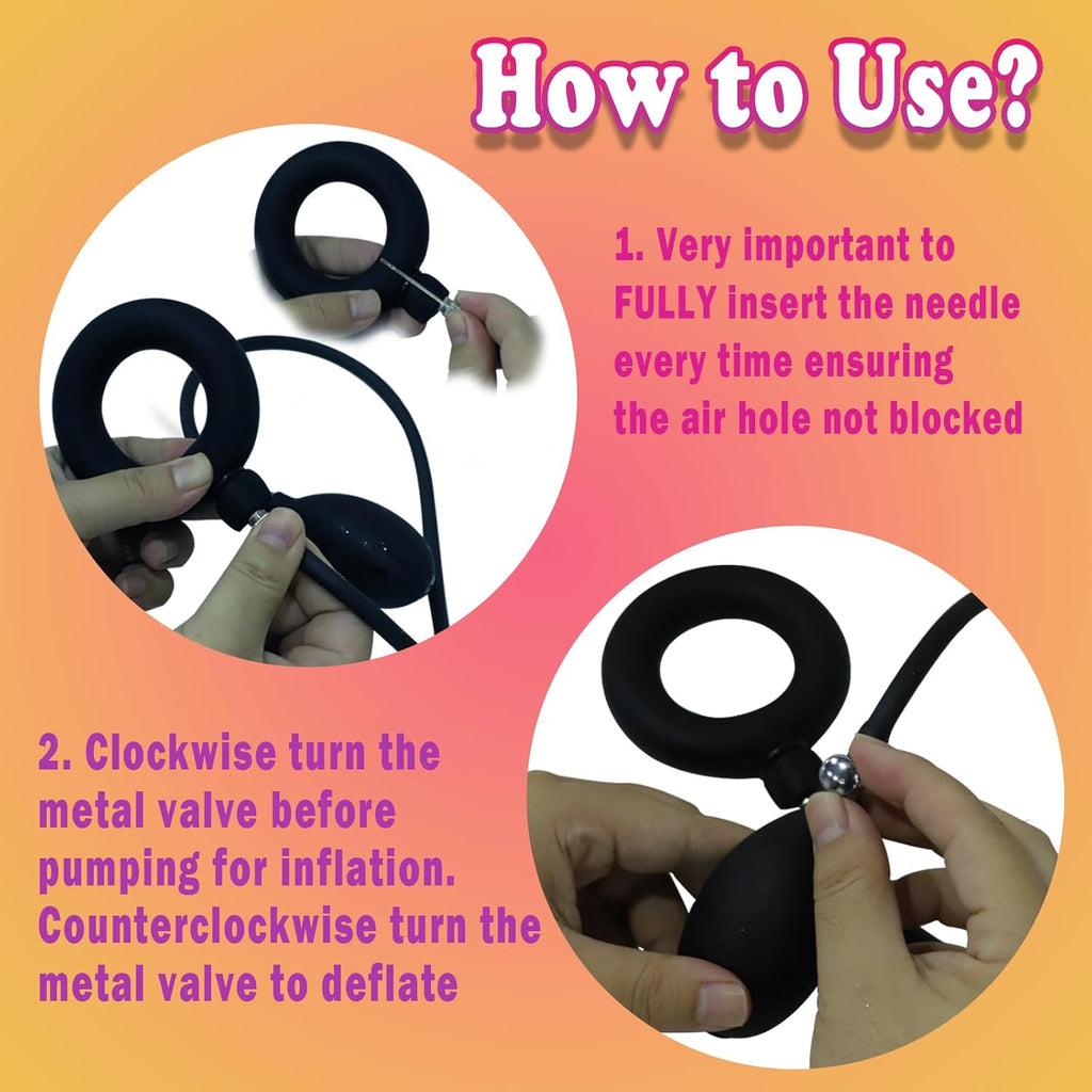 Inflate Bird Rings Ball Air Lock Penis Rings Chastity Cage
