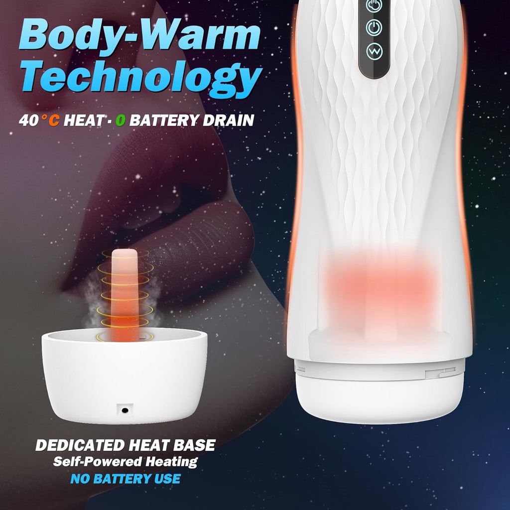 Portable artificial vagina and oral sex simulator, featuring 5 suction modes and 10 vibration modes