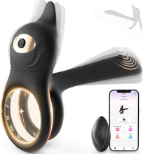 Load image into Gallery viewer, Vibrating Cock Ring, 3 in 1 Sex Toy Cockringvirbator with 10 Vibration Modes Dual Penis Ring Erection Adult Toys, Sex toyscouples for Couples Silicone Male Sex Toys for Gay Mens Couples Set Cockring