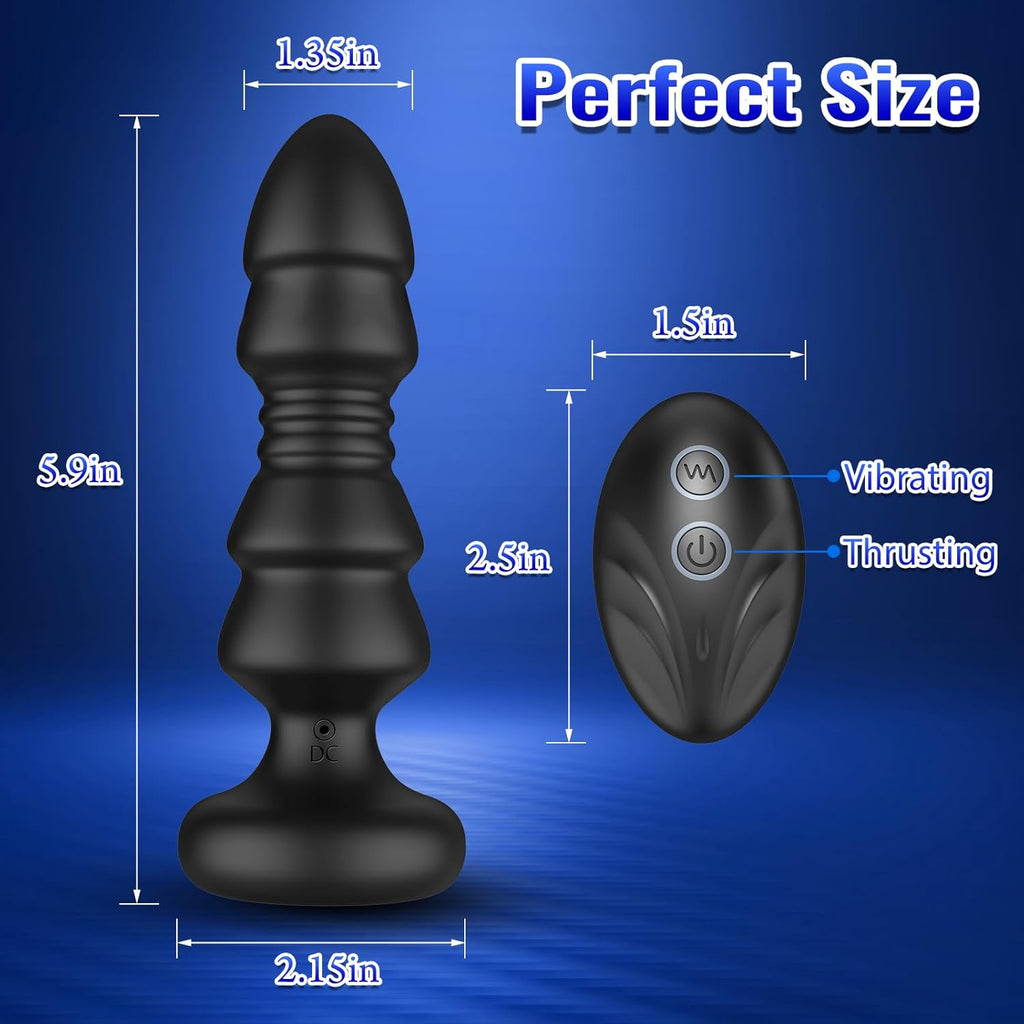 Thrusting Sex Toys Anal Plugs - APP Remote Control Vibrating Butt Plug with 12 Vibrating & Thrusting Modes Prostate Massager Anal Toys, G Spot Vibrator Anal Sex Toys for Male and Female