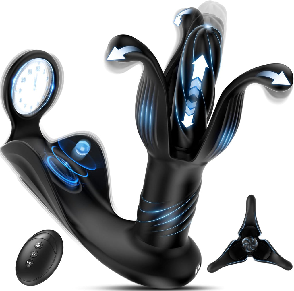 Prostate Massager Anal Toys, BEISAR Butt Plug Male Sex Toys for Men Sex Toy Anal Plug Adult Toys with 9 Tension Shock Flapping Thrusting Vibrating Cock Ring Anal Vibrator Dildo for Men S&M Paddles