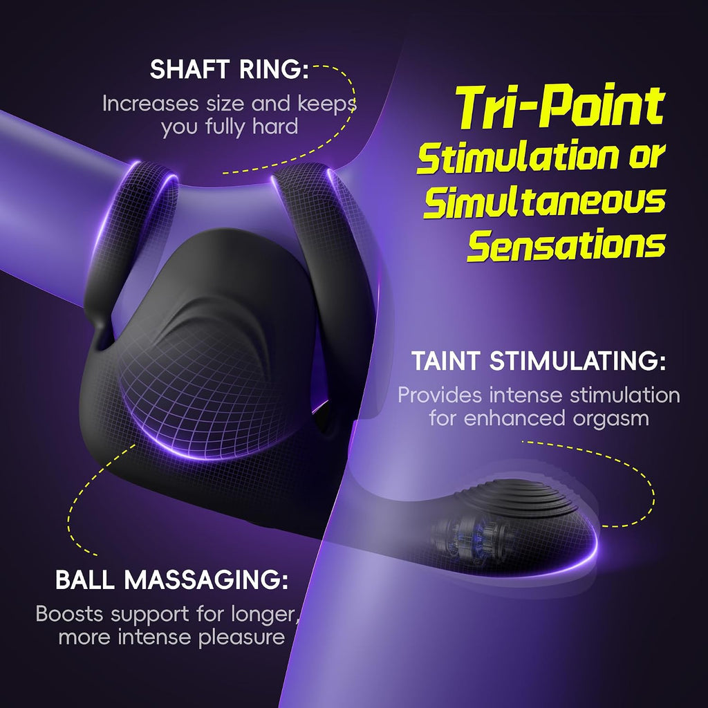 3-in-1 Vabrating Cock Ring With Perineum Stimulator