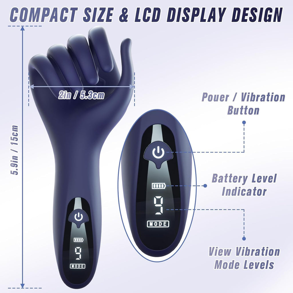 “God's right hand” – vibration function with 9 frequencies, simulated design, suitable for users with large penises.