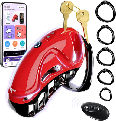 Chastity Cage Vibrator Sex Toýs for Man - Male Chastity Devices Sissy Cock Cage Sex Toyscouples for Couples with 10 Vibrations, BDSM Bondage Penis Exercise Train Adult Toy with 5 Sizes Ring 2 Keys