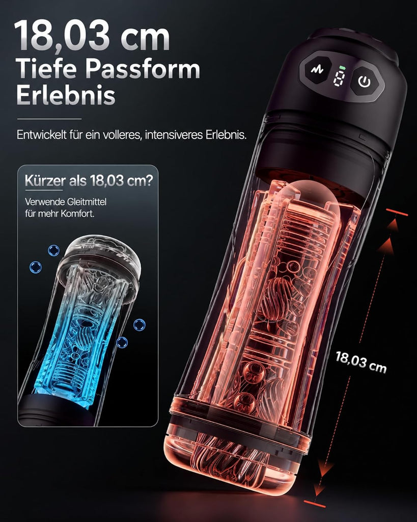 Masturbieren für Männer 7 Saug- & Vibrationsmodi Masturbator 18,03 cm Tiefe | KI Sex Spielzeug für die Männer, Elektrische Masturbatoren Druckregelung Penispumpe, Taschenmuschi mit Handyhalter Sex Toys