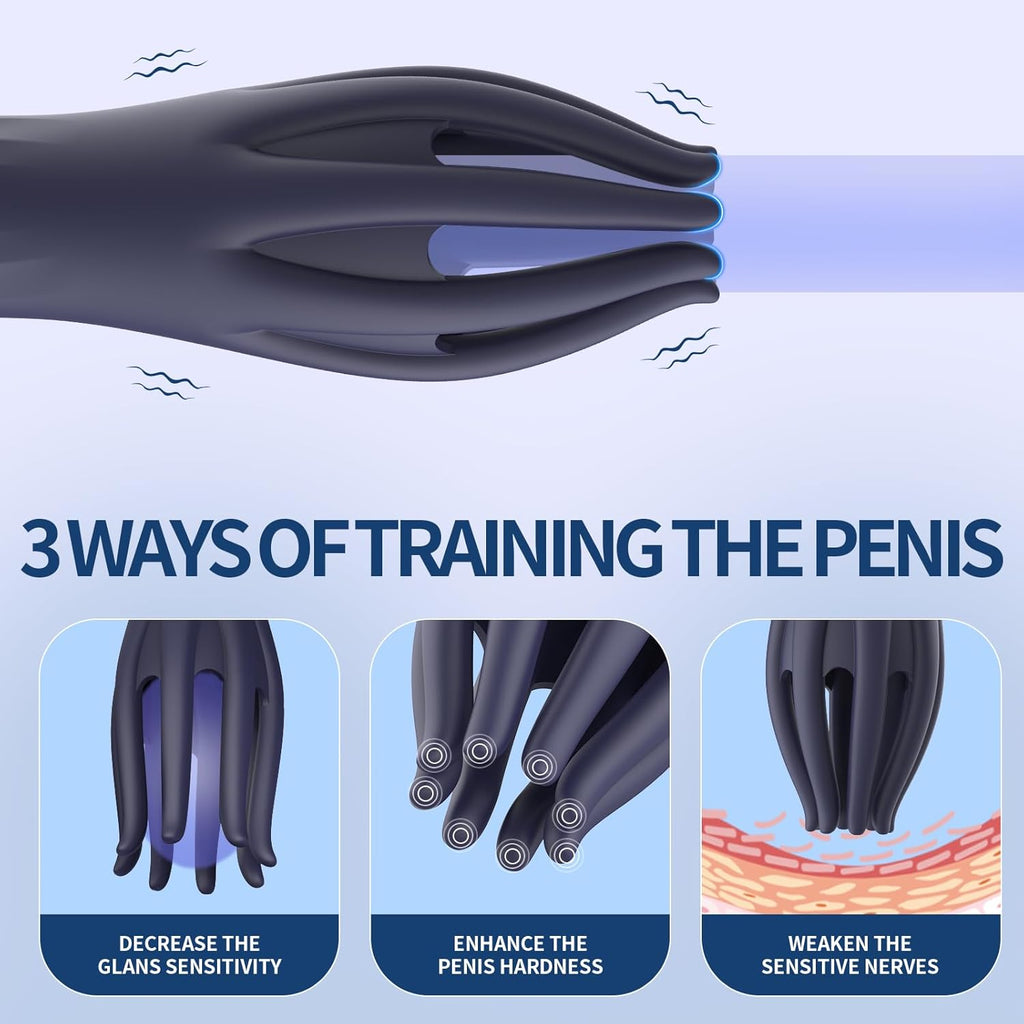 Male Vibrator Sex Toys - Magnetic Penis Vibrator with 10 Modes Vibration, 3-in-1 Penis Massager for Masturbation Prolong Endurance and Massage, Blue Silicone Waterproof Mens Vibrator