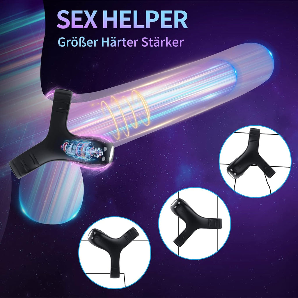 Vibrating Cock Ring, Silicone Dual Cock Ring Vibrator with 9 Vibration Modes for Perineum/Clitoral Stimulation - Longer, Harder, Stronger Erection, Improves Sex Toys and Games for Adults