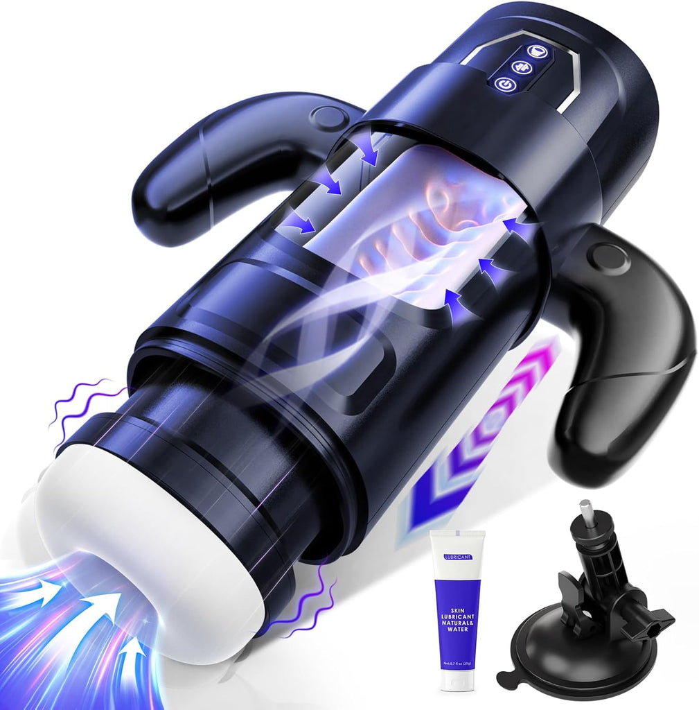 Male Masturbator Sex Toys for Men, Deluxe 6In1 Accelerate Boost Thrusting Sucking Vibrating 9 * 6 * 3 Modes 300g Sleeve Strong Suction Cup Sex Toys for Man Blowjob Adult Toys Mens Doll Stroker