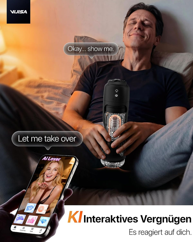 Masturbieren für Männer 7 Saug- & Vibrationsmodi Masturbator 18,03 cm Tiefe | KI Sex Spielzeug für die Männer, Elektrische Masturbatoren Druckregelung Penispumpe, Taschenmuschi mit Handyhalter Sex Toys