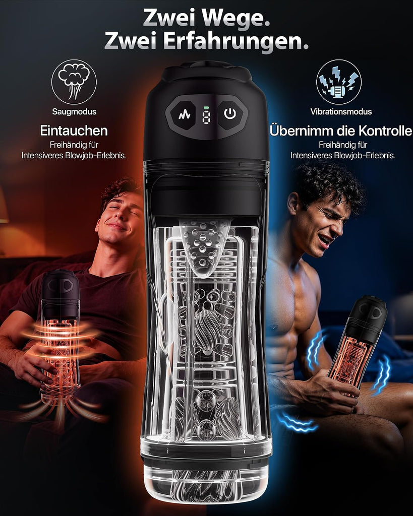 Masturbieren für Männer 7 Saug- & Vibrationsmodi Masturbator 18,03 cm Tiefe | KI Sex Spielzeug für die Männer, Elektrische Masturbatoren Druckregelung Penispumpe, Taschenmuschi mit Handyhalter Sex Toys