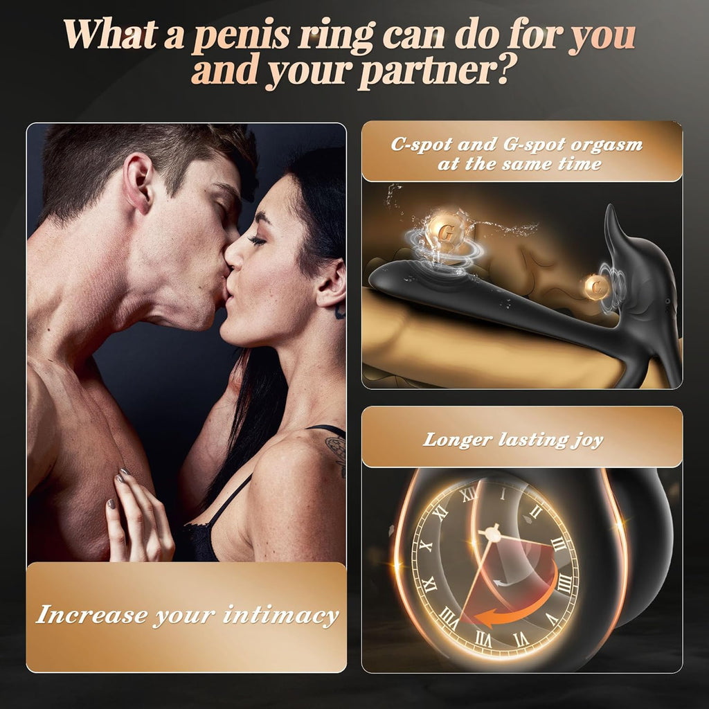 Vibrating Cock Ring, 3 in 1 Sex Toy Cockringvirbator with 10 Vibration Modes Dual Penis Ring Erection Adult Toys, Sex toyscouples for Couples Silicone Male Sex Toys for Gay Mens Couples Set Cockring