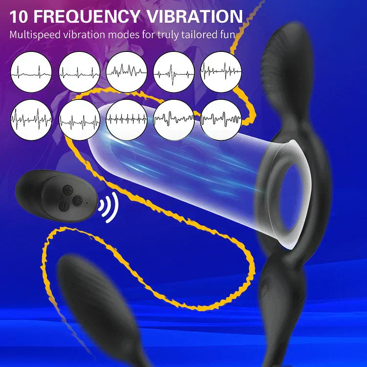 Husband And Wife Share Double Shock Male Anal Stopper Prostate Massager G-spot Vibration Sperm Locking Masturbator Adult Products