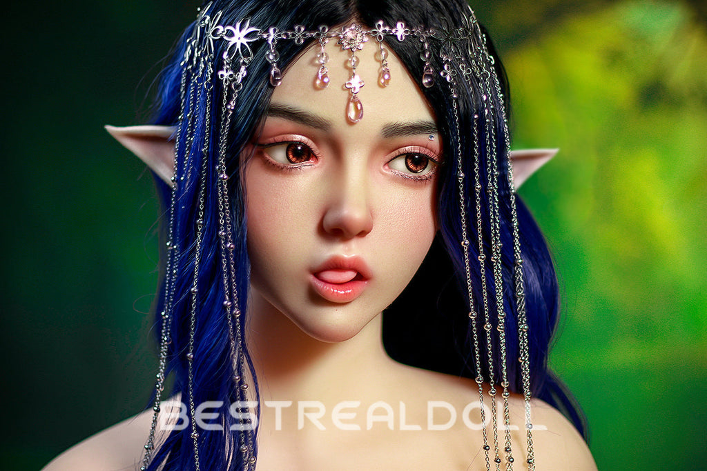 US Stock - Keely 160cm Silicone ROS Head Elf Sex Doll TPE Body M8 Samll Boobs Oral Sex Movable Jaw Adult Love Doll
