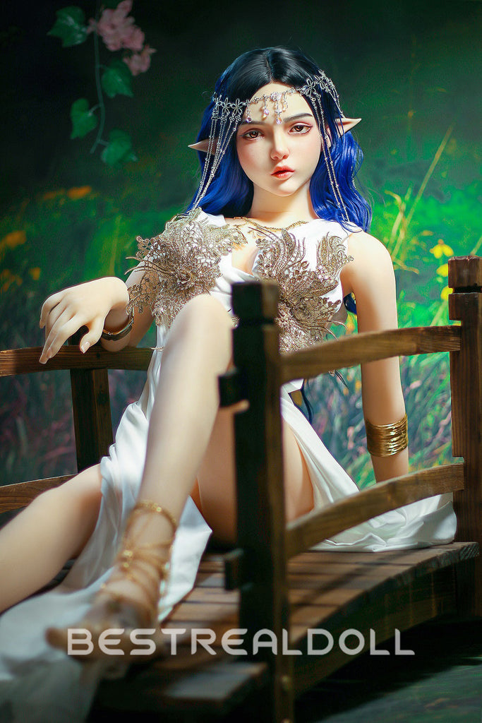 US Stock - Keely 160cm Silicone ROS Head Elf Sex Doll TPE Body M8 Samll Boobs Oral Sex Movable Jaw Adult Love Doll