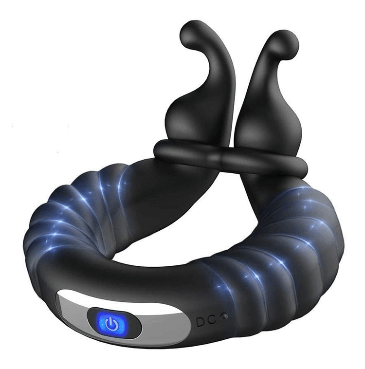 10 Frequency Vbration Longer Harder Vibrating Dual Penis Ring Dildo Stretchy Cock Ring