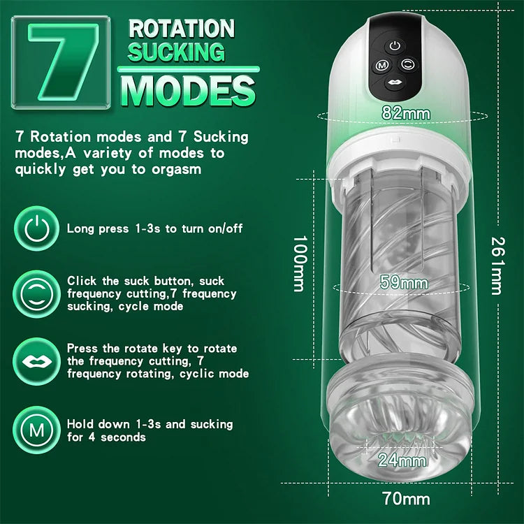 Automatic Male Masturbator With Tongue Licking, 7 Rotating And Sucking